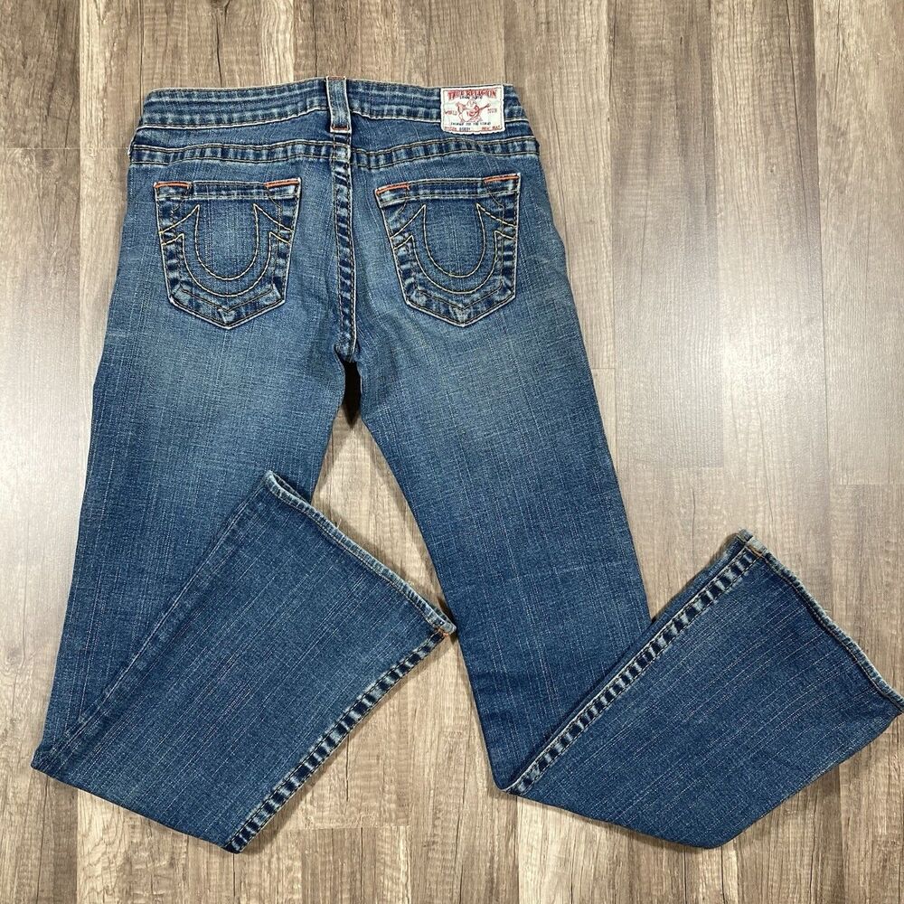 True Religion Jeans Women’s 28 x 32 Y2K Grunge Low Rise Flare Bobby Style 10500